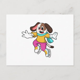 Cartão Postal Cachorro no patins no gelo