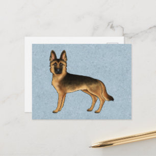 Cartão Postal Cachorro Pastor Alemão Preto e Marrom Bonito Cão G