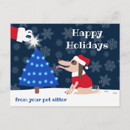 Cartão Postal Cachorro-Pet com Árvore de Natal e Papais noeis