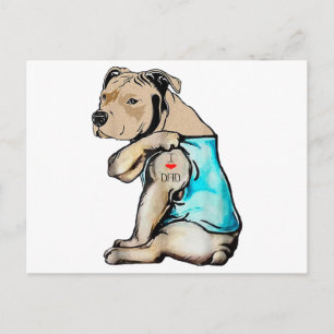 Cartão Postal Cachorro Pitbull Eu Amo Pai Tatuagem Família Diver
