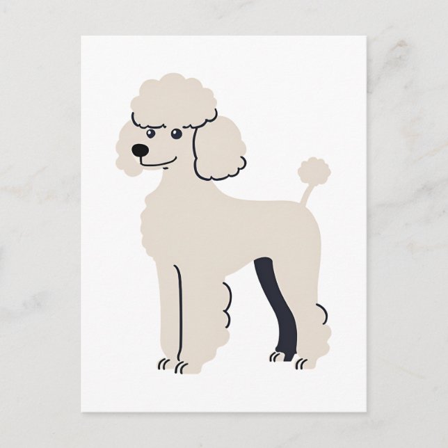 Cartão Postal Cachorro Poodle Fofo Pintado (Frente)