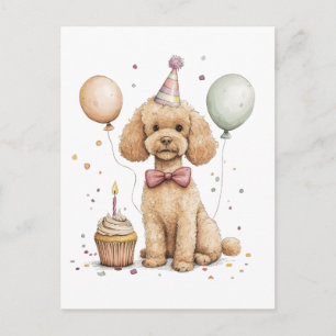 Cartão Postal Cachorro Poodle Padrão de Aniversário