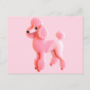 Cartão Postal Cachorro Poodle Rosa Fofo