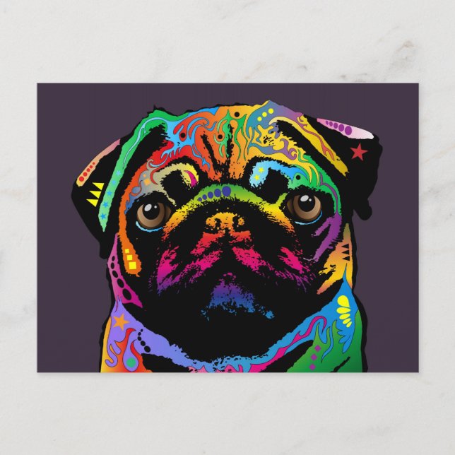 Cartão Postal Cachorro Pug (Frente)