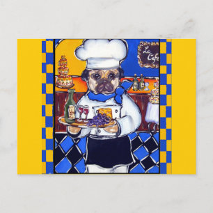 Cartão Postal Cachorro Pug Chef Fofo