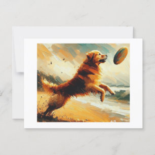 Cartão Postal Cachorro Pulando Para Frisbee,