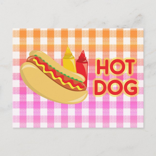 Cartão Postal Cachorro Quente com Condição em Gingham (Frente)
