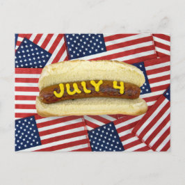 Cartão Postal Cachorro Quente do Dia 4 de Julho em Bandeiras