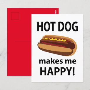 Cartão Postal Cachorro-Quente Me Faz Feliz Cachorro-Quente