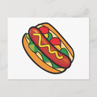 Cartão Postal cachorro quente no pão