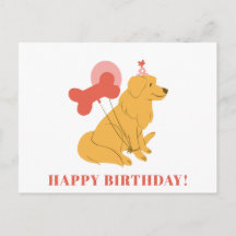 Cachorro Retriever Dourado Fofo Aniversário Colori