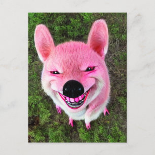 Cartão Postal Cachorro Rosa Sorrindo