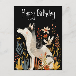 Cartão Postal Cachorro Scandi Foldi Art Happy Birthday - Cartão-