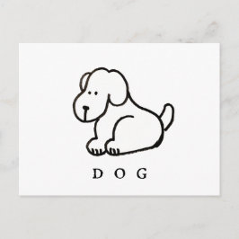 Cartão Postal Cachorro Sentado em Desenho Animado Engraçado