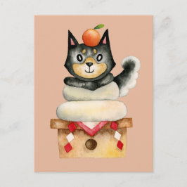Cartão Postal Cachorro Shiba Inu Engraçado Ano Novo Japonês