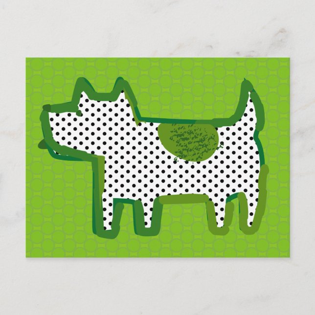 Cartão Postal 'cachorro verde' pintura digital Postcard (Frente)