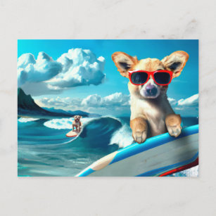 Cartão Postal Cachorro Vestindo óculos escuros Arte AI