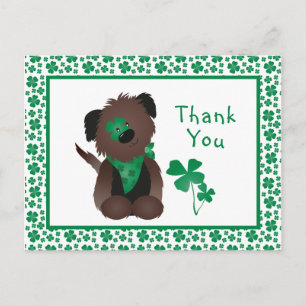 Cartão Postal Cachorro Xamã Verde Shamrock