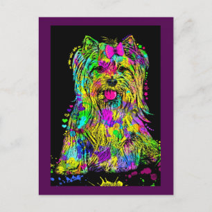 Cartão Postal Cachorro Yorkshire Terrier Yorkie Colorido Fofo