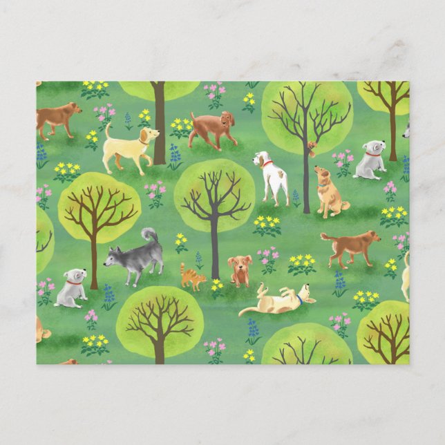 Cartão Postal Cachorros bonitos no Cartão-postal do Parque dos C (Frente)