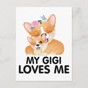 Cartão Postal Cachorros de Corgi Bonitos - Minha Gigi Me Ama
