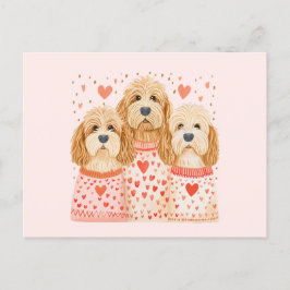Cartão Postal Cachorros de Goldendoodle namorados