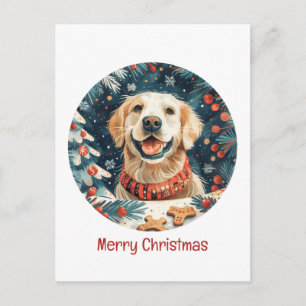 Cartão Postal Cachorros de varejo de Ouro de Natal