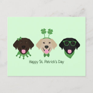 Cartão Postal Cachorros do Dia de São Patrício Feliz