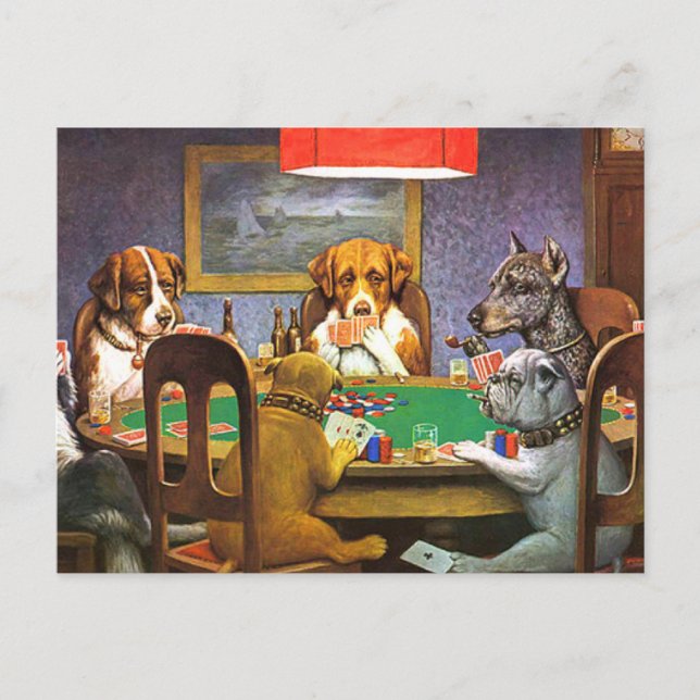 Cartão Postal Cachorros Jogando Poker Um Amigo Em Necessidade (Frente)
