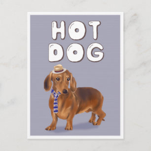 Cartão Postal Cachshund Palavra Engraçado de Cão Quente