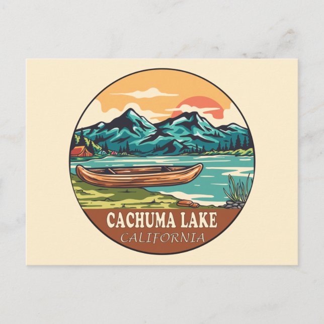 Cartão Postal Cachuma Lake California Barco Fish Emblem (Frente)