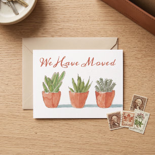 Cartão Postal Cacto Boho Aquarela Mudança de Endereço