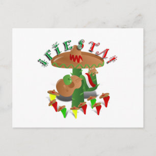 Cartão Postal Cacto de Festa c/ Sombrero e Violão