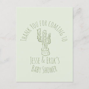 Cartão Postal Cacto Saguaro Desenhado à Mão Verde Baby Shower