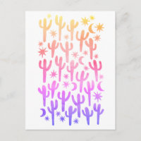 Cacto Saguaro Deserto Noturno Pôr do Sol Aquarela