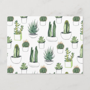 Cartão Postal Cactos de Aquarela e Sucultos