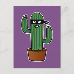 Cartão Postal Cactus bandido ninja mascarada sneaky bandido
