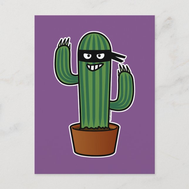Cartão Postal Cactus bandido ninja mascarada sneaky bandido (Frente)