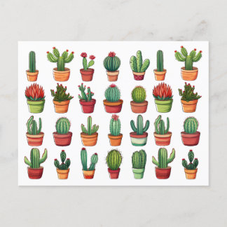 Cartão Postal Cactus do Deserto Potente e Suculentes