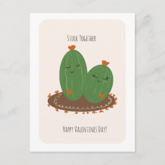 Cartão Postal Cactus Doodle Valentines Day 