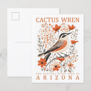 Cartão Postal Cactus Wren Bird da Arizona dos EUA