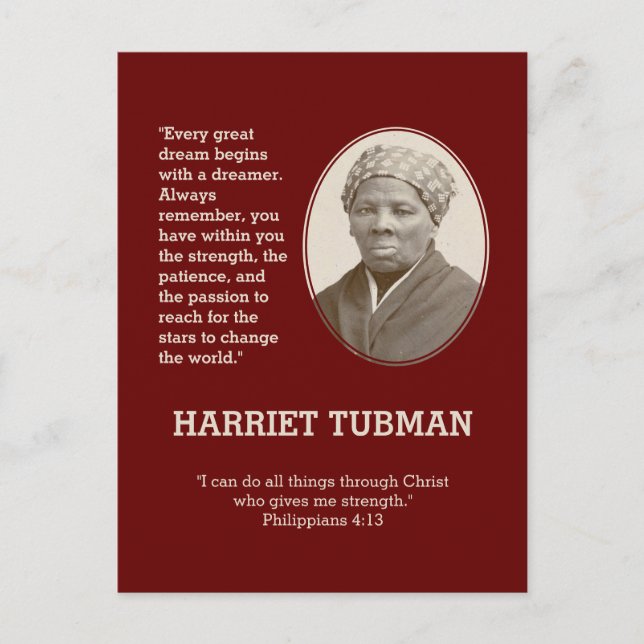Cartão Postal Cada Excelente Dream BHM HARRIET TUBMAN Cote (Frente)