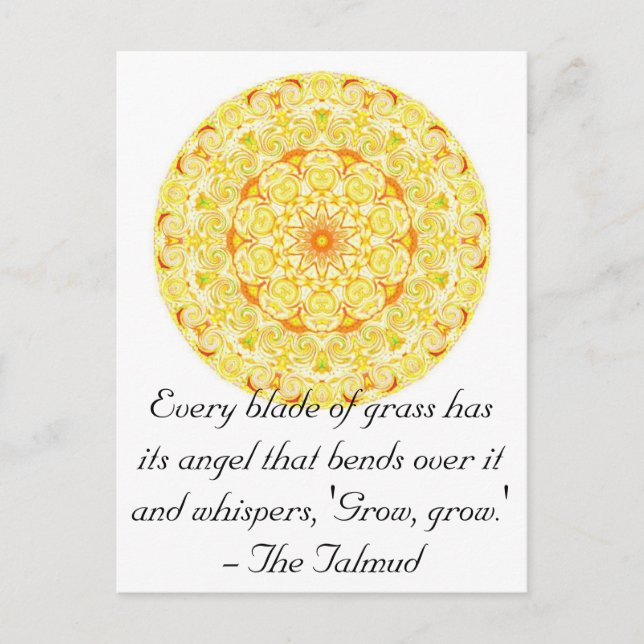 Cartão Postal Cada folha de grama tem seu anjo que se dobra... (Frente)