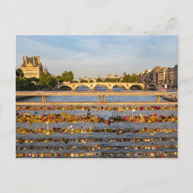 Cartão Postal Cadeados de amor na ponte Pont de Solferino - Pa (Frente)