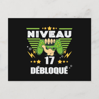 Cartão Postal Cadeau 17 ans Anniversaire Gamer Niveau 17