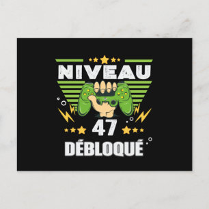 Cartão Postal Cadeau 47 ans Anniversaire Gamer Niveau 47