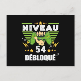 Cartão Postal Cadeau 54 ans Anniversaire Gamer Niveau 54