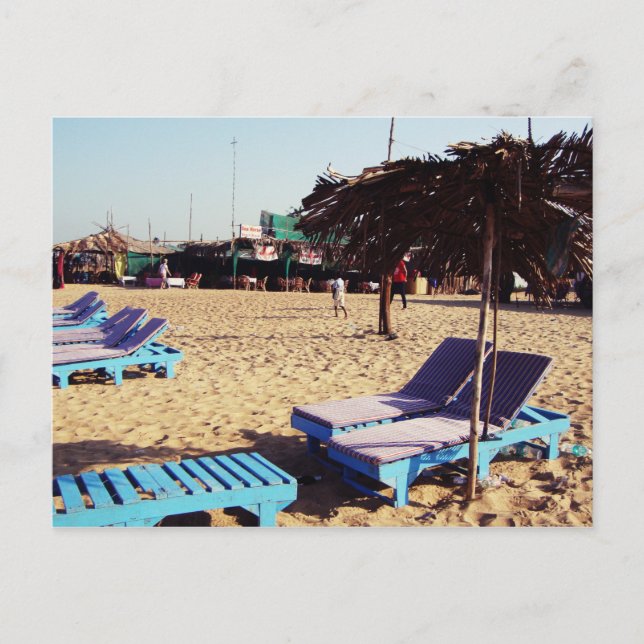 Cartão Postal Cadeias de praia em Candolim, em Goa, Índia (Frente)