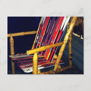 Cartão Postal Cadeira de Esqui Coisas Legal a Fazer com Pássaro