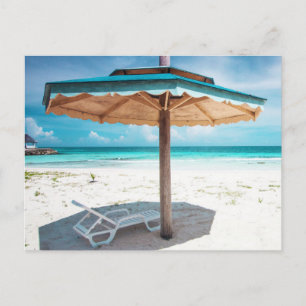 Cartão Postal Cadeira De Praia E Guarda-Chuva Prata de Prata